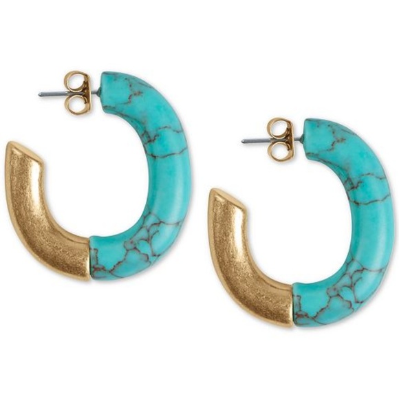Lucky Brand Jewelry - B2G1 NWT Lucky Brand Gold/Turquoise Hoop Earrings